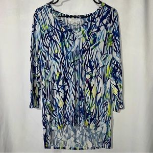 Liz Claiborne High-lo V Neck Top Blue Green Classy Design
